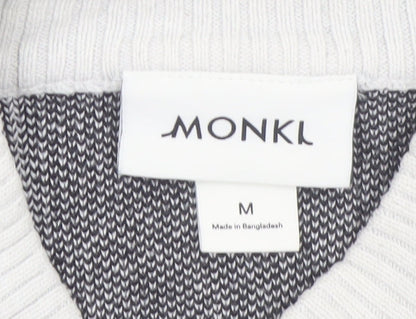 Monki Women Black White Striped Cotton Crew Neck Jumper Size M