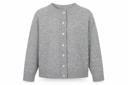 Nutmeg Women's Grey Beaded Button Cardigan Size 8