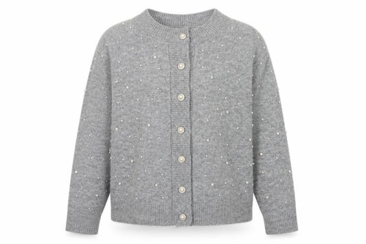 Nutmeg Women's Grey Beaded Button Cardigan Size 8