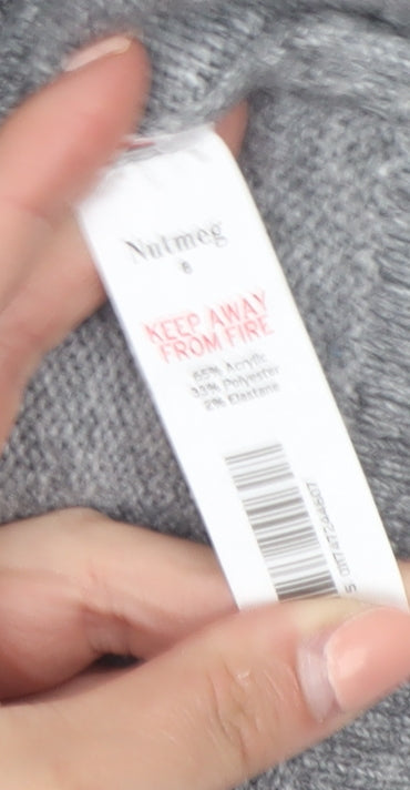 Nutmeg Women's Grey Beaded Button Cardigan Size 8