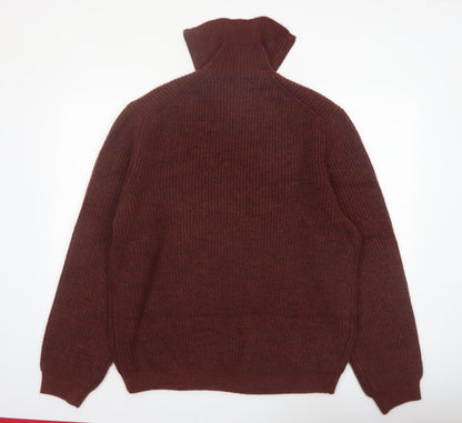 Marks and Spencer Men’s Brown Wool Blend 1/2 Zip Jumper XL