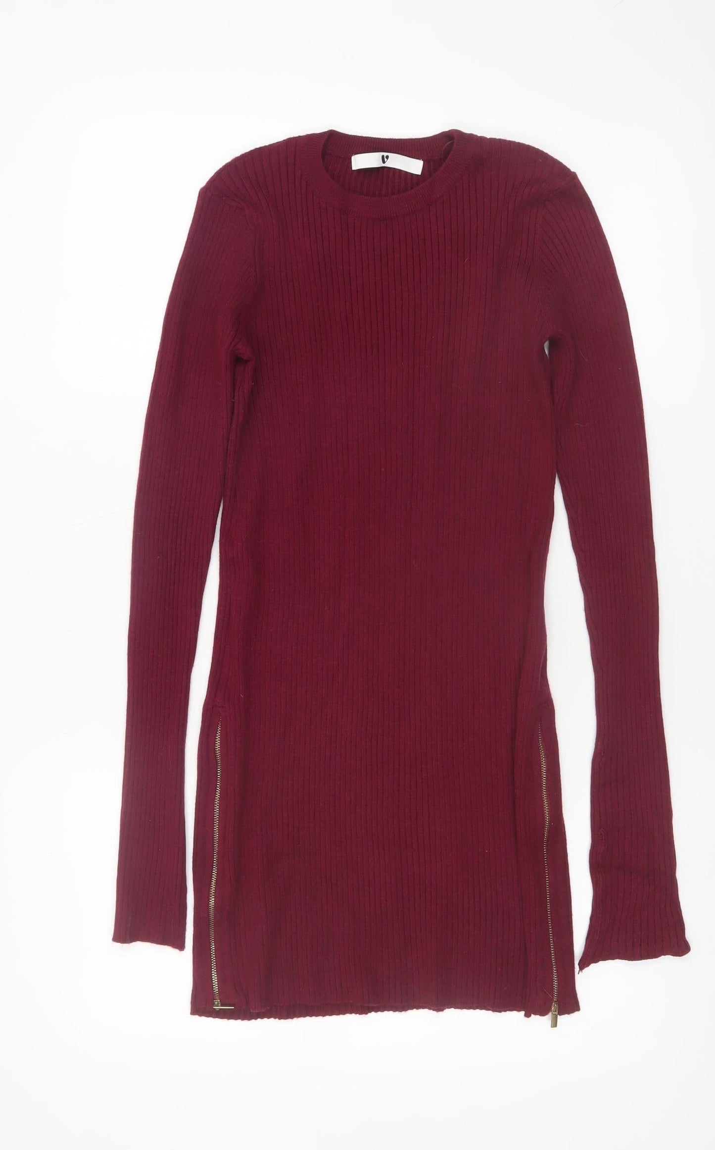 V by Very Women’s Red Knit Long Sleeve Bodycon Mini Dress UK 10