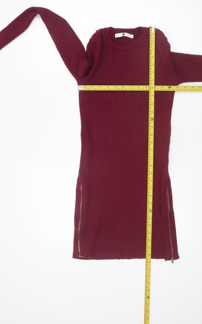 V by Very Women’s Red Knit Long Sleeve Bodycon Mini Dress UK 10