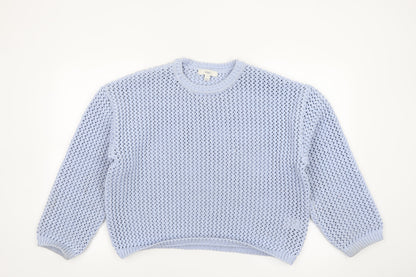 Marks and Spencer Womens Blue Open-Knit Polyester Pullover Jumper L