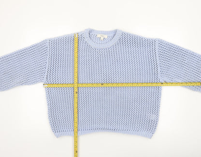 Marks and Spencer Womens Blue Open-Knit Polyester Pullover Jumper L