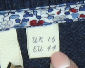 White Stuff Women's Blue Longline Cardigan UK 16 Lambswool Blend