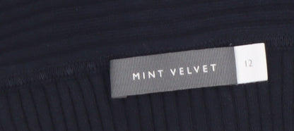 Mint Velvet Women’s Black Size 12 Off Shoulder Rib Knit Jumper