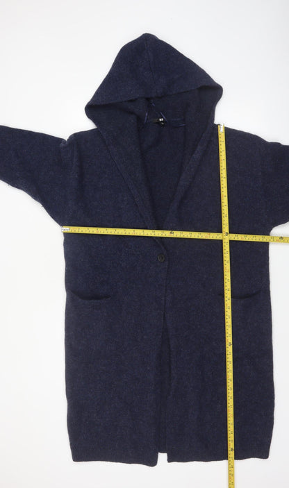Uniqlo Women’s Blue Wool Blend Hooded Long Cardigan Size L