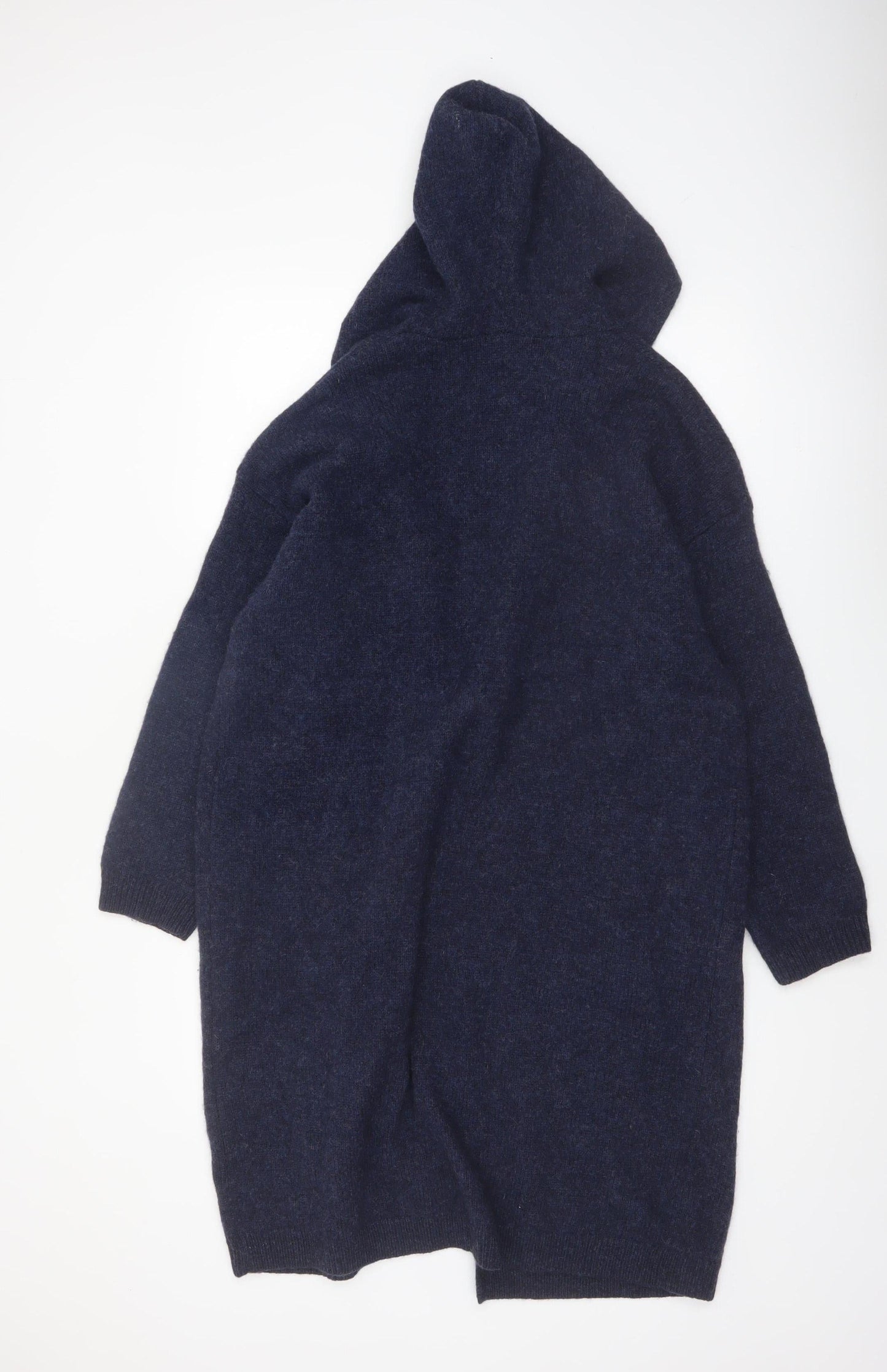 Uniqlo Women’s Blue Wool Blend Hooded Long Cardigan Size L