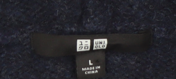 Uniqlo Women’s Blue Wool Blend Hooded Long Cardigan Size L