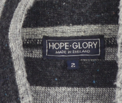 Hope & Glory Women’s Grey Striped Wool Blend Pullover Jumper Size 10