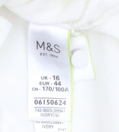 Marks and Spencer Women Ivory Lace Shoulder Long Sleeve Viscose Blouse Size 16