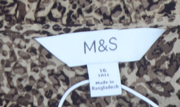 Marks and Spencer Women Brown Leopard Print Shift Dress Size 16 Tall