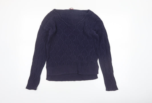 Gap Womens Blue Cable-Knit Cotton Jumper Size 12 Long Sleeve