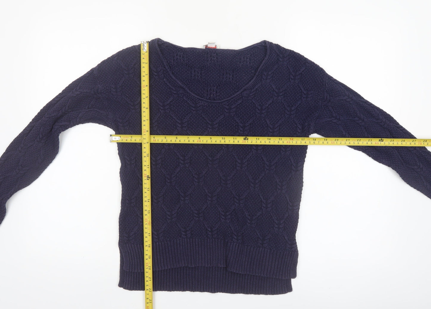 Gap Womens Blue Cable-Knit Cotton Jumper Size 12 Long Sleeve