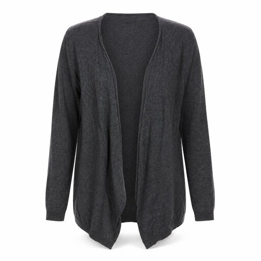 Boden Women Grey Cotton Blend Open Cardigan UK 14 V-Neck Knitwear