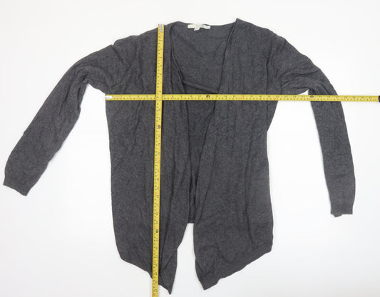 Boden Women Grey Cotton Blend Open Cardigan UK 14 V-Neck Knitwear