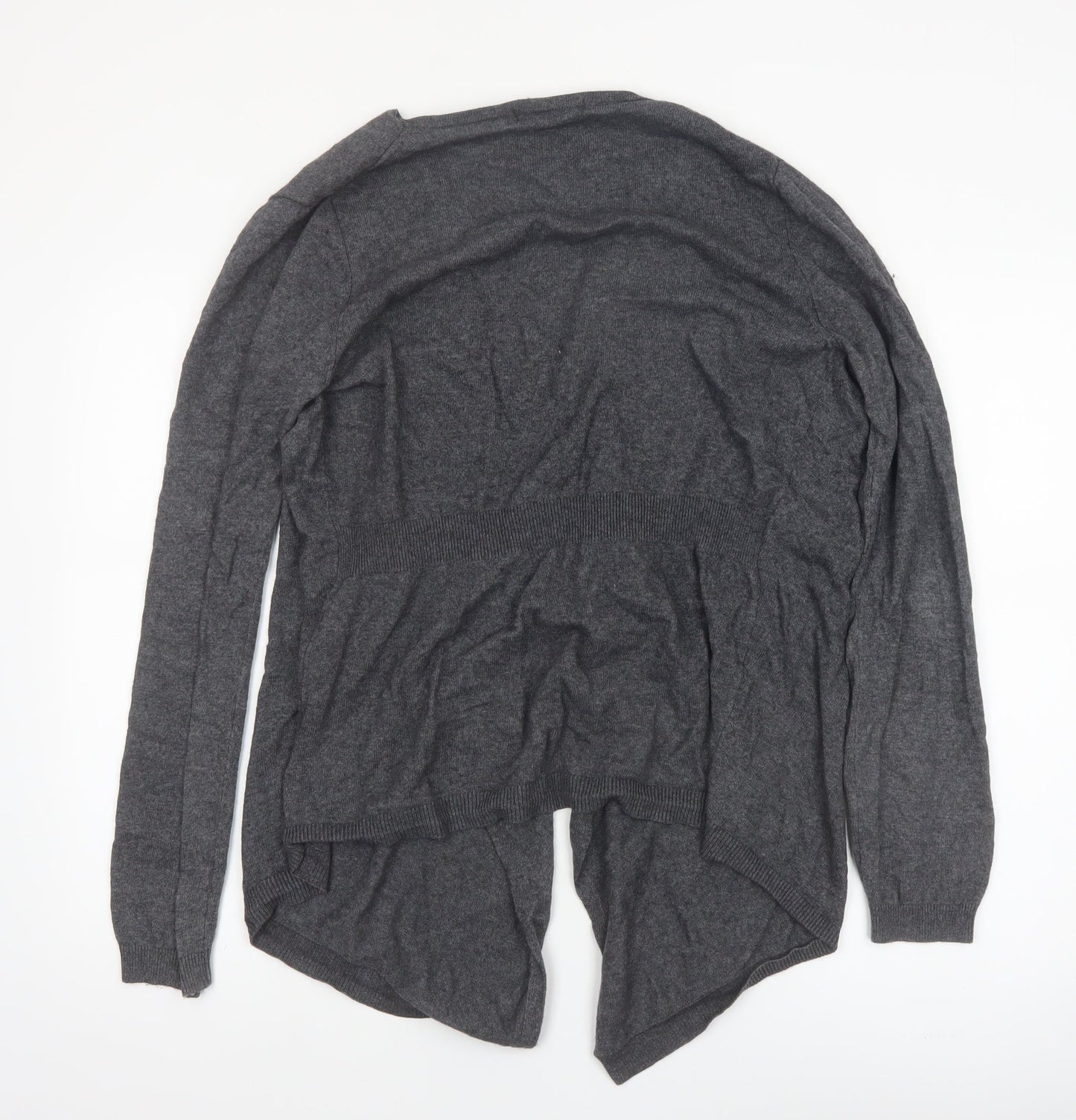 Boden Women Grey Cotton Blend Open Cardigan UK 14 V-Neck Knitwear
