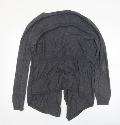 Boden Women Grey Cotton Blend Open Cardigan UK 14 V-Neck Knitwear