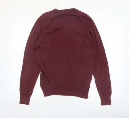 Fullcircle Men's Red Cotton Henley Jumper Size L