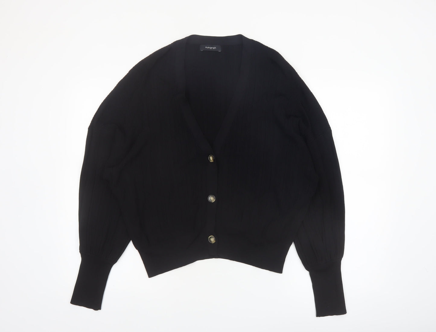 Marks and Spencer Women's Black XL V-Neck Button Knit Cardigan