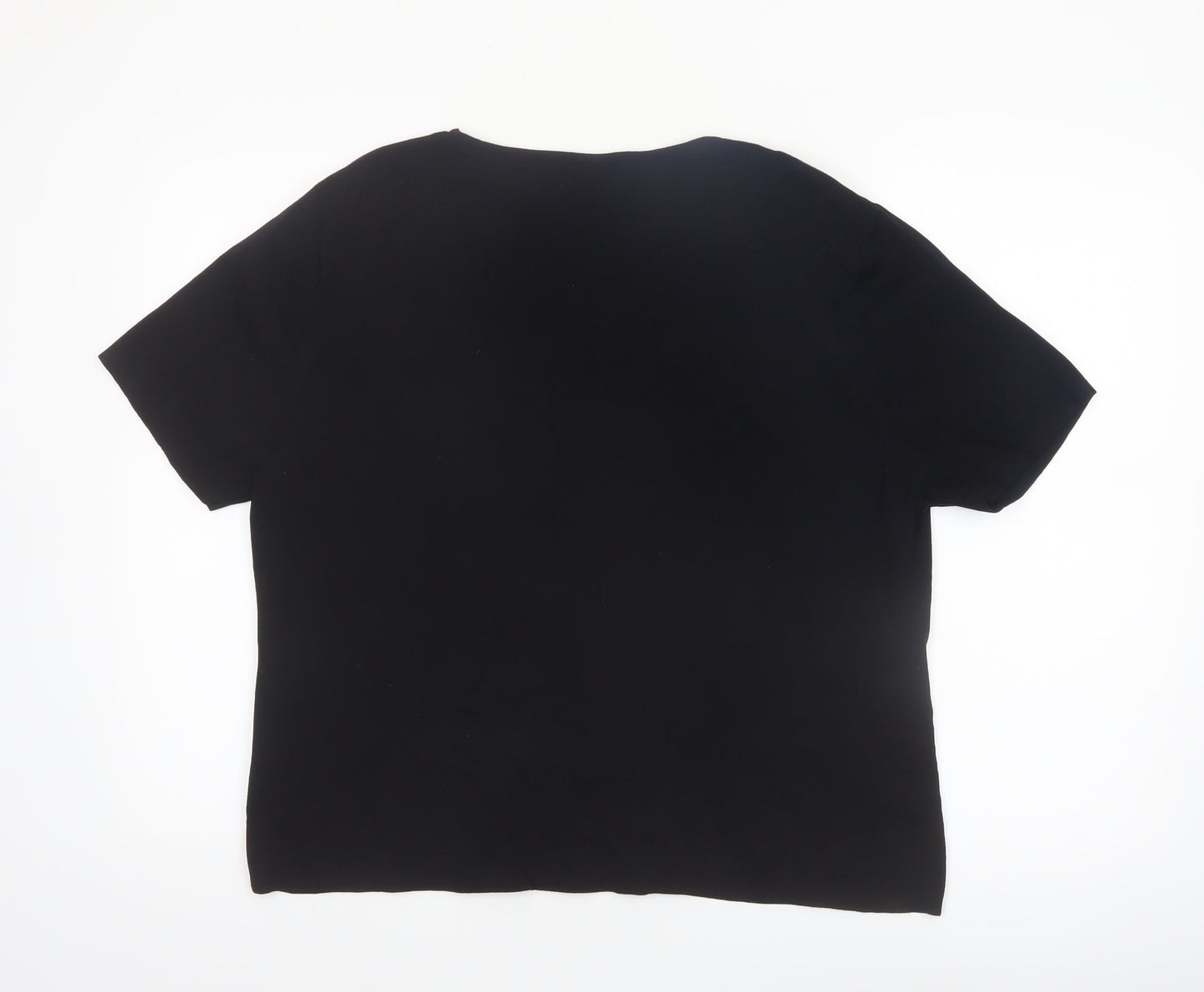 Roman Originals Women's Black L Basic Beaded V-Neck T-Shirt