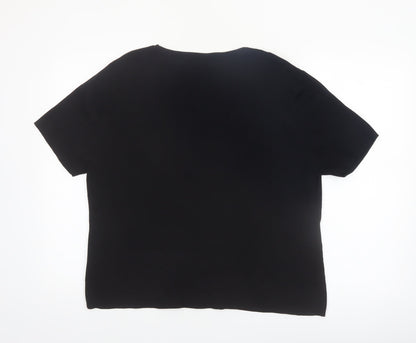 Roman Originals Women's Black L Basic Beaded V-Neck T-Shirt