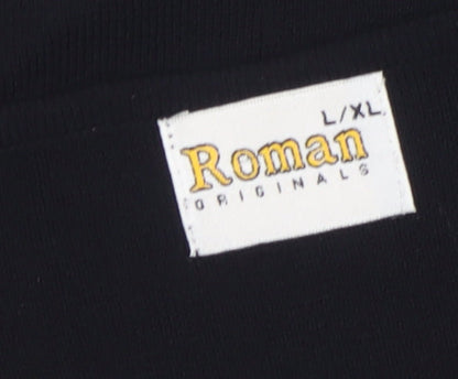Roman Originals Women's Black L Basic Beaded V-Neck T-Shirt
