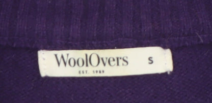 WoolOvers Women's Purple Full Zip Mock Neck Lambswool Jumper Size S