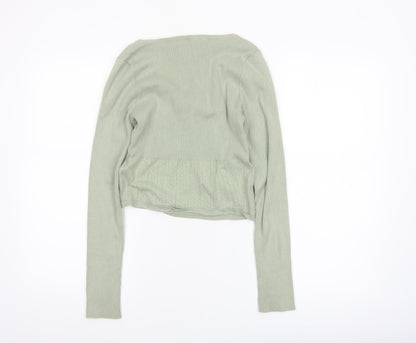 Hollister Women’s Green Knit Cardigan M Scoop Neck Long Sleeve