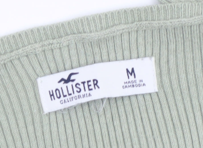 Hollister Women’s Green Knit Cardigan M Scoop Neck Long Sleeve