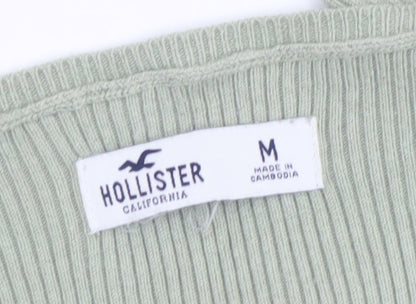 Hollister Women’s Green Knit Cardigan M Scoop Neck Long Sleeve