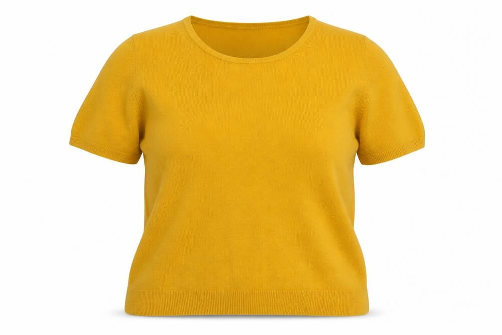 Bonmarché Women's Yellow Acrylic Short Sleeve Scoop Neck Jumper Size 18