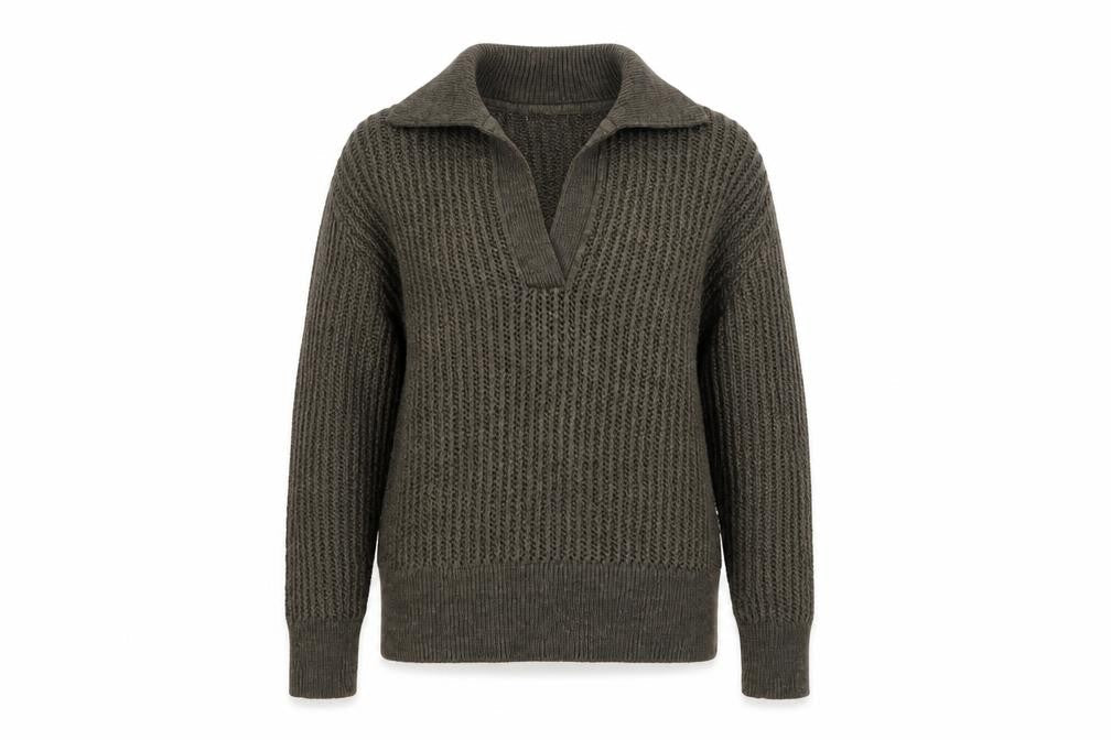Zara Women’s Brown Collared Chunky Knit Pullover Jumper Size 12