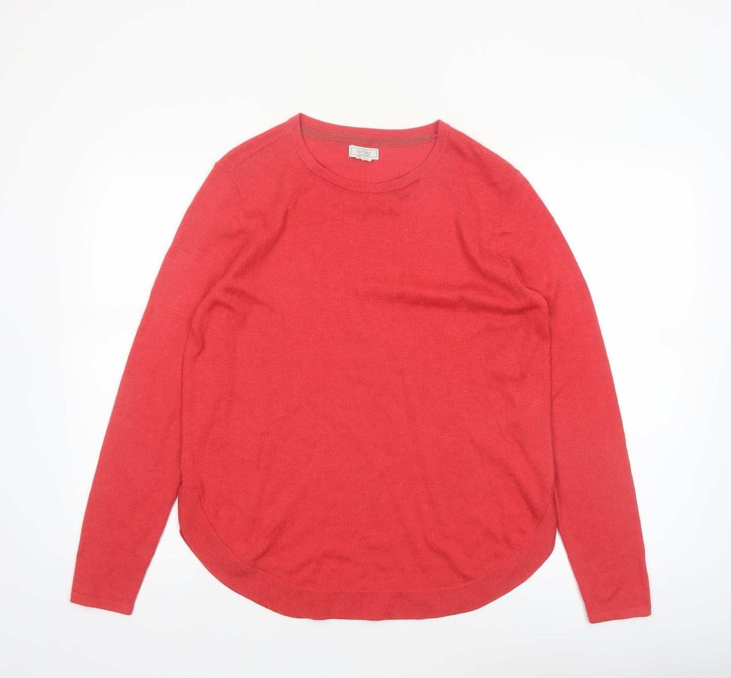 Fat Face Women Red Crew Neck Wool Blend Long Sleeve Pullover Jumper Size 12