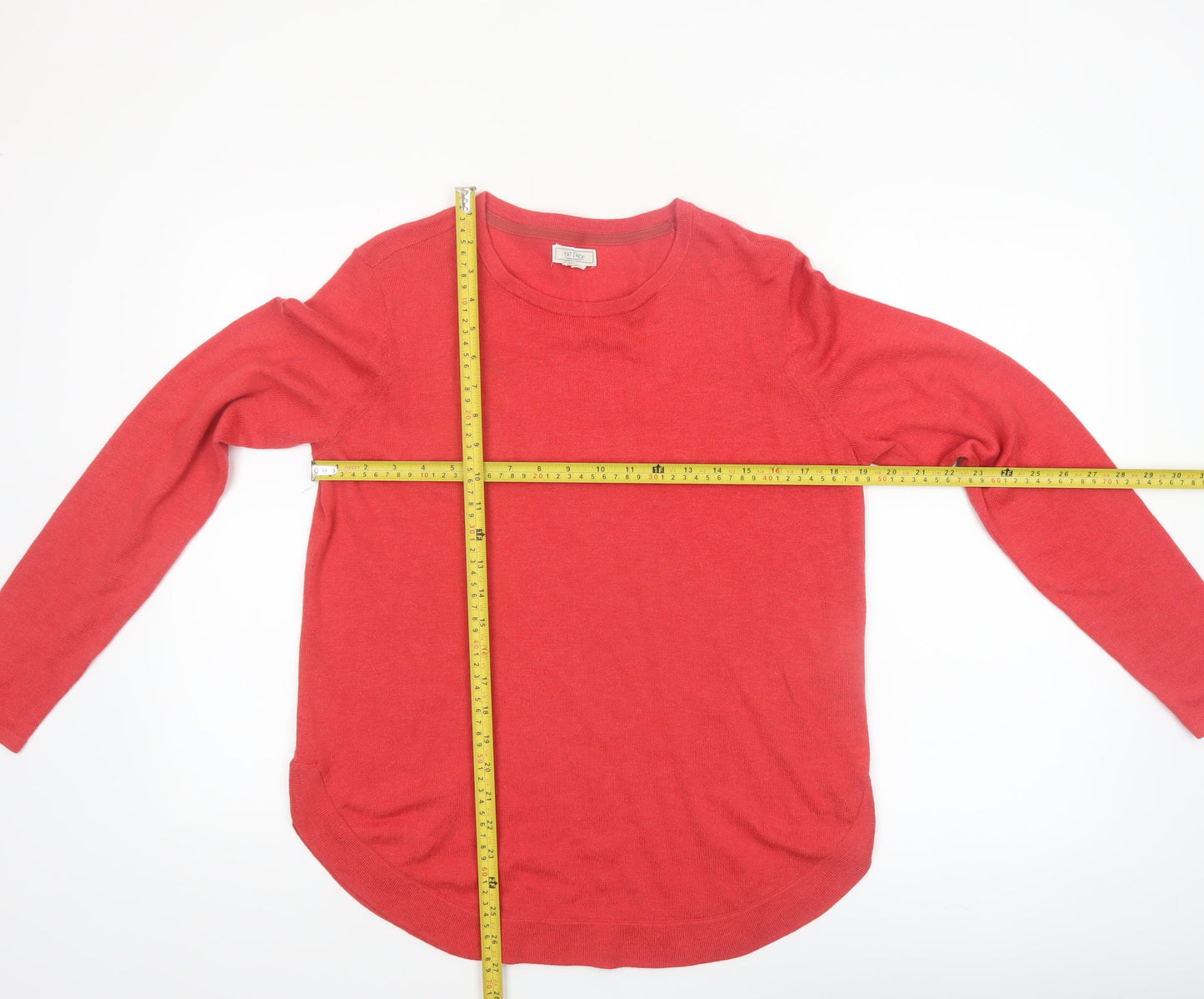 Fat Face Women Red Crew Neck Wool Blend Long Sleeve Pullover Jumper Size 12