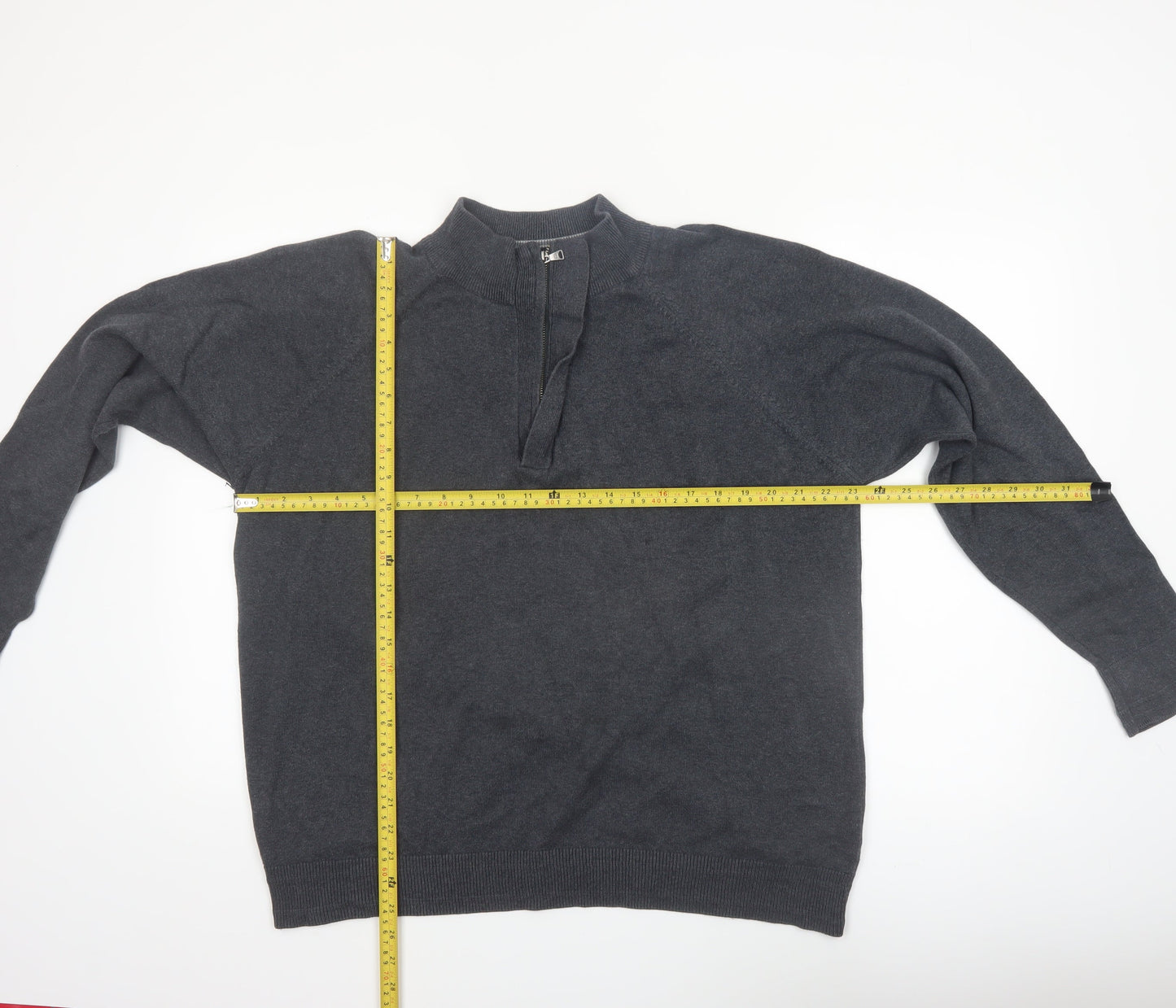 Marks and Spencer Men’s Grey XL 1/4 Zip Cotton Jumper