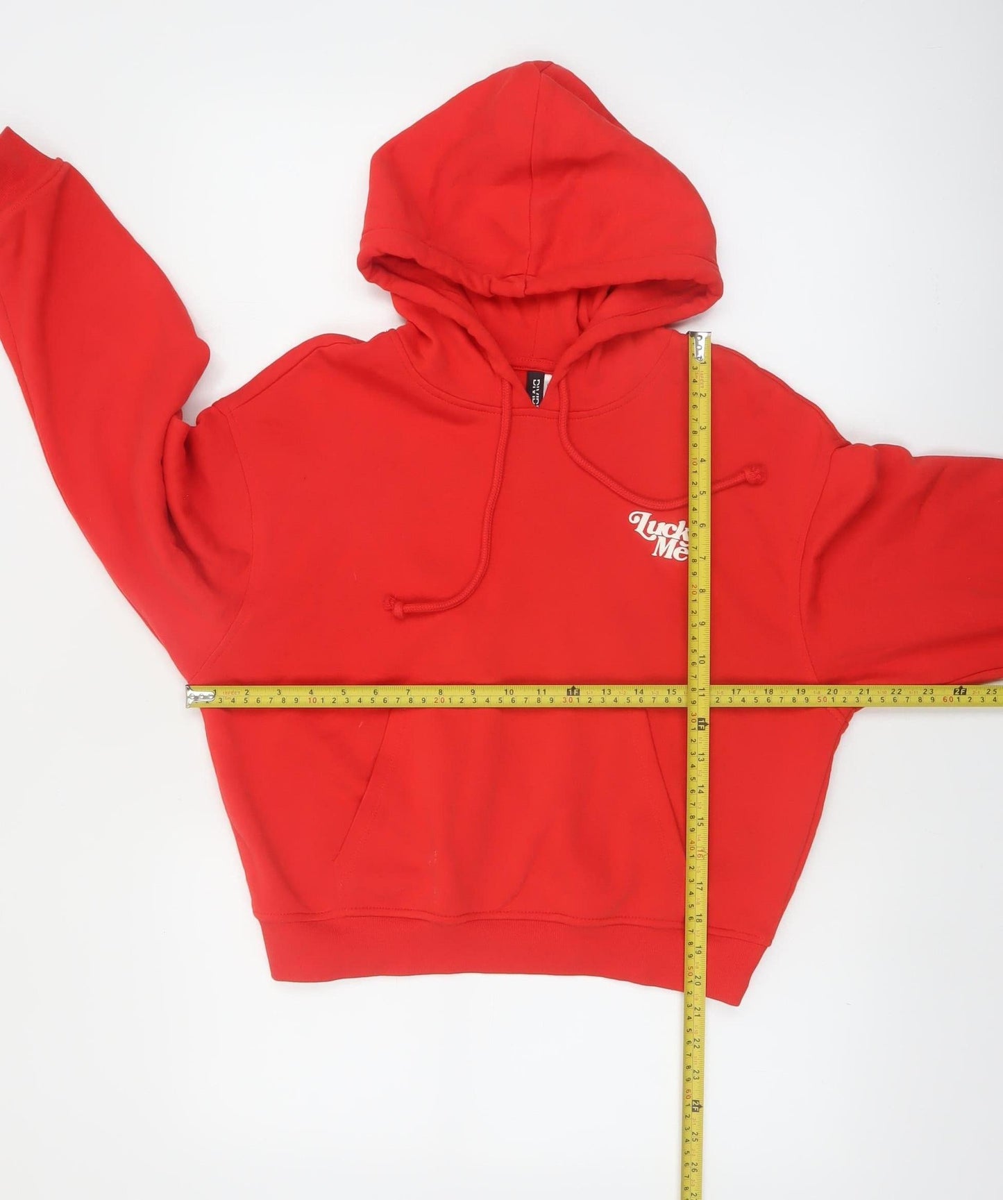 H&M Divided Women Red Pullover Hoodie Size S Cotton Fleece Casual