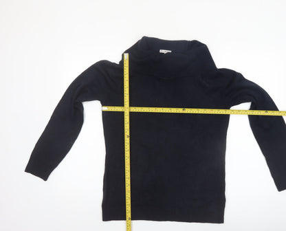 Anne Weyburn Women Black Size 14 Cowl Neck Long Sleeve Jumper