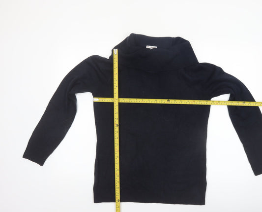 Anne Weyburn Women Black Size 14 Cowl Neck Long Sleeve Jumper