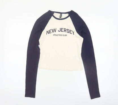 H&M Divided Women's Multicoloured Cropped Long Sleeve T-Shirt Size S