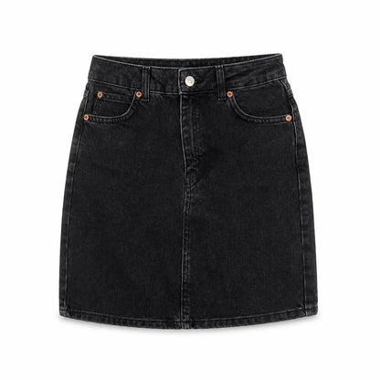 Topshop Women Black Denim Short Skirt Size 6 High Waist Pencil