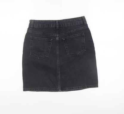 Topshop Women Black Denim Short Skirt Size 6 High Waist Pencil