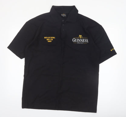 Guinness Men's Black Embroidered Logo Polo Shirt Size M