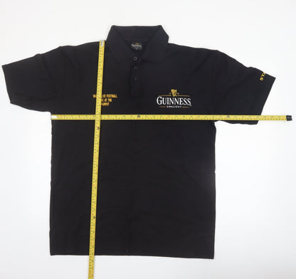 Guinness Men's Black Embroidered Logo Polo Shirt Size M