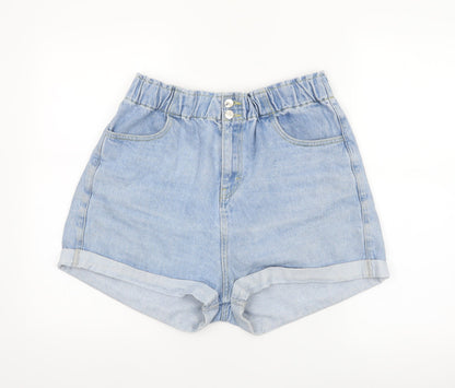 In The Style Womens Blue Denim Mom Shorts Size 16 High Waist