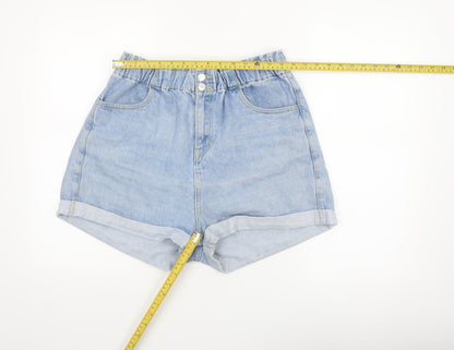 In The Style Womens Blue Denim Mom Shorts Size 16 High Waist