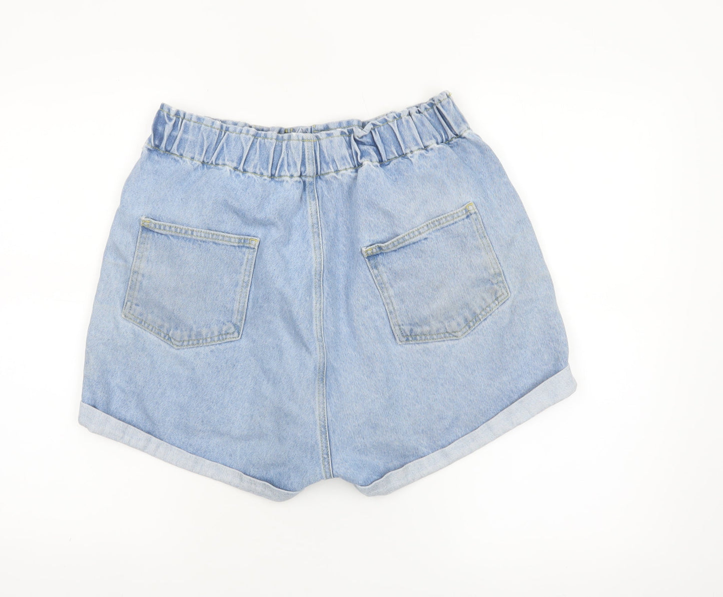 In The Style Womens Blue Denim Mom Shorts Size 16 High Waist