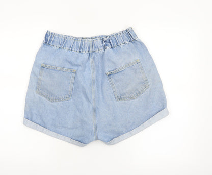 In The Style Womens Blue Denim Mom Shorts Size 16 High Waist