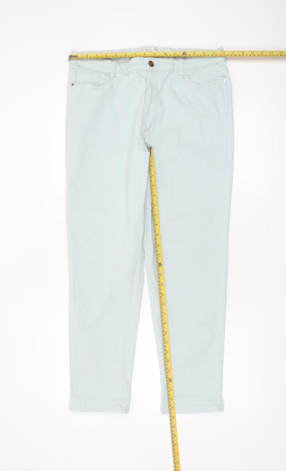 F&F Women's Blue Chino Trousers Size 14 Stretch Cotton Casual